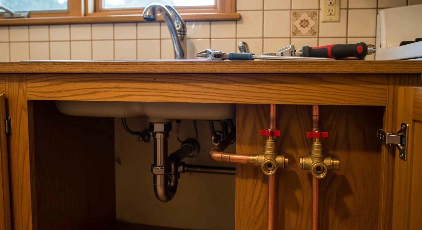 Professional plumber working on residential plumbing system