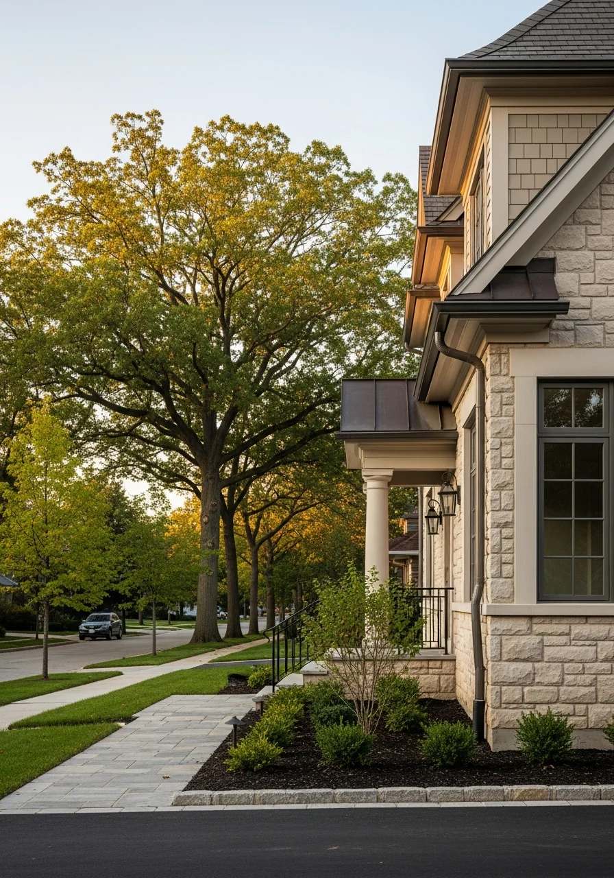 Wilmette home exterior showcasing quality construction and elegant design details.