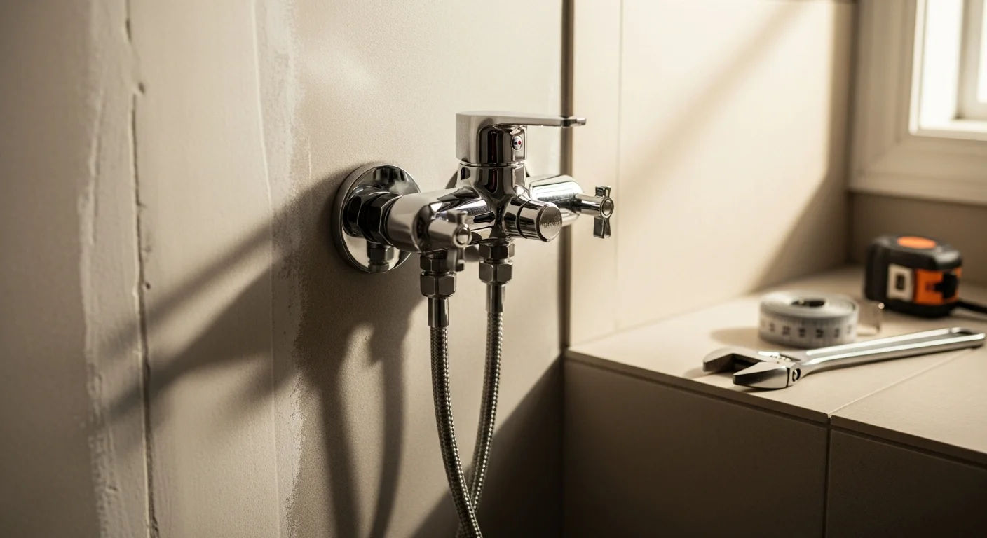 A newly installed walk-in shower in a Mount Prospect, IL home, showing clean plumbing connections, a finished drain, and a leak-tested enclosure ready for use. The bathroom reflects a typical residential layout found in the northwest Chicago suburbs.